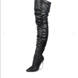 New black thigh high boots